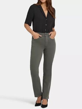 NWT NYDJ's Marilyn Straight Jeans with High Rise True Olive Sz 16 $119